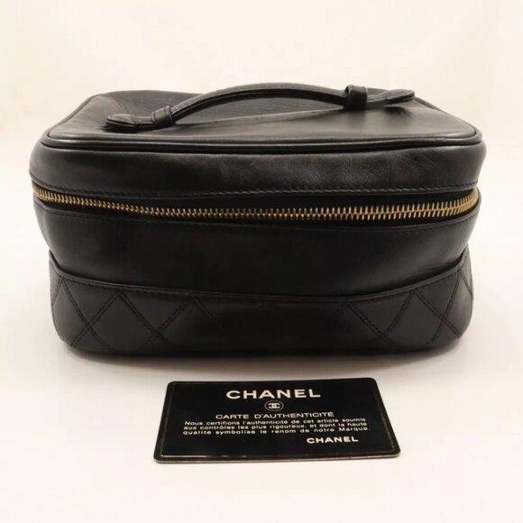 CHANEL Vanity Pouch Bicolole Handbag black lambskin Women - Picture 1 of 10